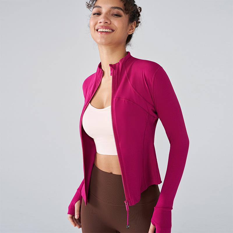 

Топ для йоги с солнцезащитным эффектом Nude Feel: Приталенный крой, длинный рукав, женская спортивная куртка со стойкой - Дышащая одежда для фитнеса высокого класса S