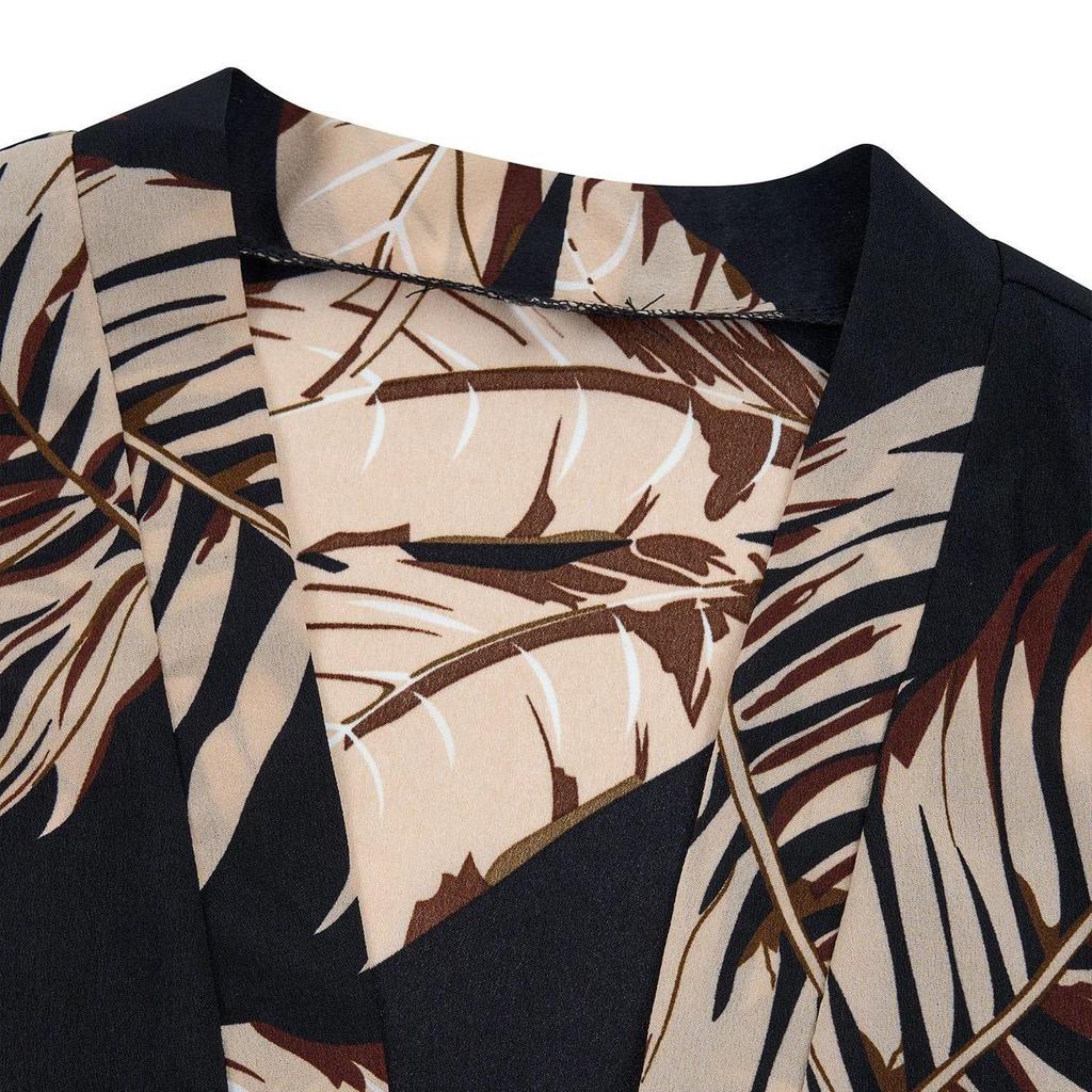 Summer Women's Printed Casual Vacation Style Cardigan And Shorts Set