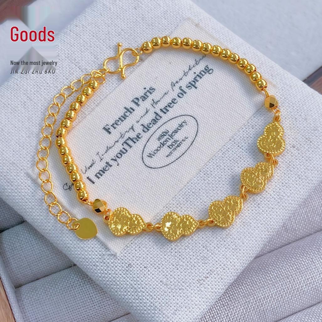 Gold Crushed Ice Gourd Bead Bracelet - Women s Fashion, Chinese Style Hand Ornament