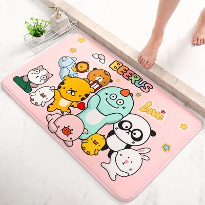 2 Stück Flanell Bedruckte Türbodenmatte Badezimmer Saugfähige Rutschfeste Matte Niedliches Cartoon Plüsch Fußmatte