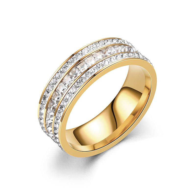 Anel Elegante de Zircônia Céu Estrelado: Jóias de Casal da Moda em Aço Titânio para Mulheres