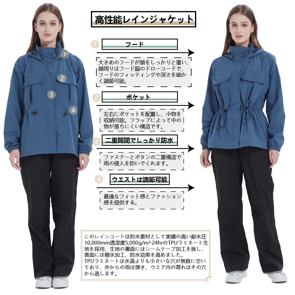 TopKylin Raincoat Perfect for and More and Perfect for Outdoor and Hiking Size Women's Set, Cycling, Golf, [Lightweight, Waterproof, Windproof,