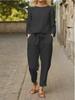 2024 Women's Autumn Solid Color Casual Tops and Pants Sets
