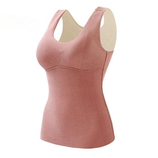 Gilet termico invernale da donna con cuscinetti per il petto, senza cuciture, in velluto, con blocco rapido della temperatura, riscaldante, scollo a V, vestibilità aderente, senza maniche, elastico, intimo, canotta