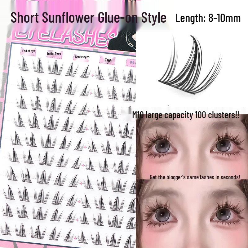 Dream Deer Sunflower False Eyelash Glue, Women s Manga Style, Dense, Natural, Pure Desire Eyelashes - 2025 New Style.