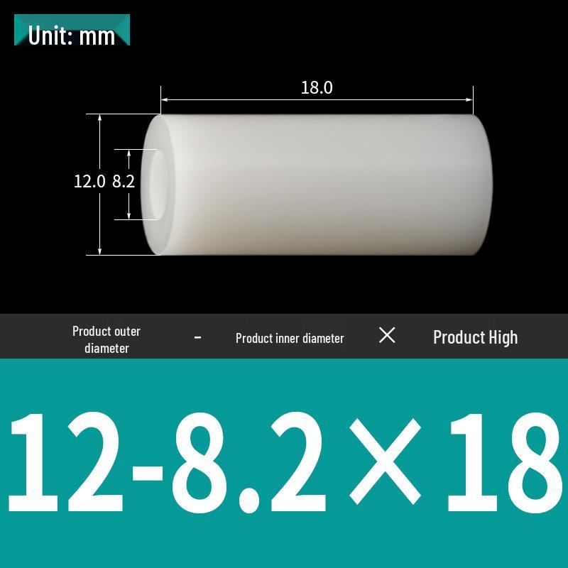 M8 ABS Straight Insulating Pillar with Nylon Flat Washer for PC Board, 12-8