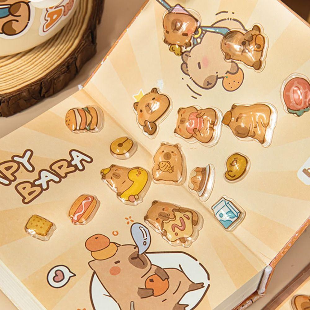 4pcs/Set Capybara 3D Drop Relief Sticker DIY Scrapbooking Journaling Crystal Stickers