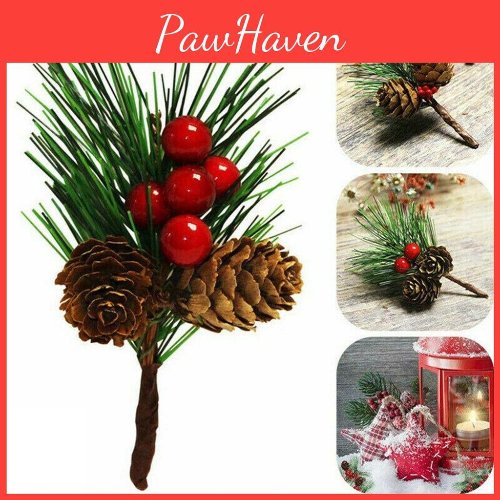 Christmas Decoration Pine Needle Bouquet Artificial Flowers With Berries And Pine Cones For Festive Cheer