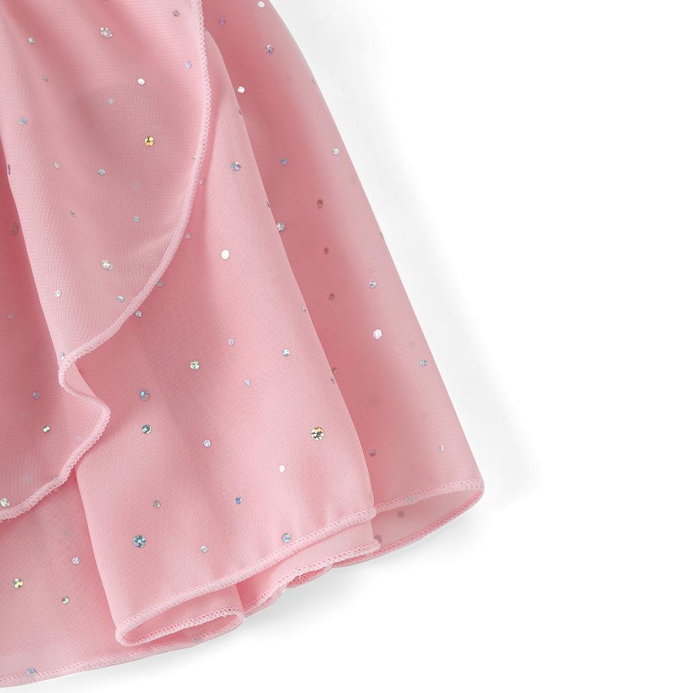 Mädchen Langarm Pailletten Ballett-Trikot mit Kreuzrücken und Rock
