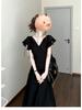 Hepburn Style V-Neck Black Dress for Women - Summer 2026 High-End Long Dress