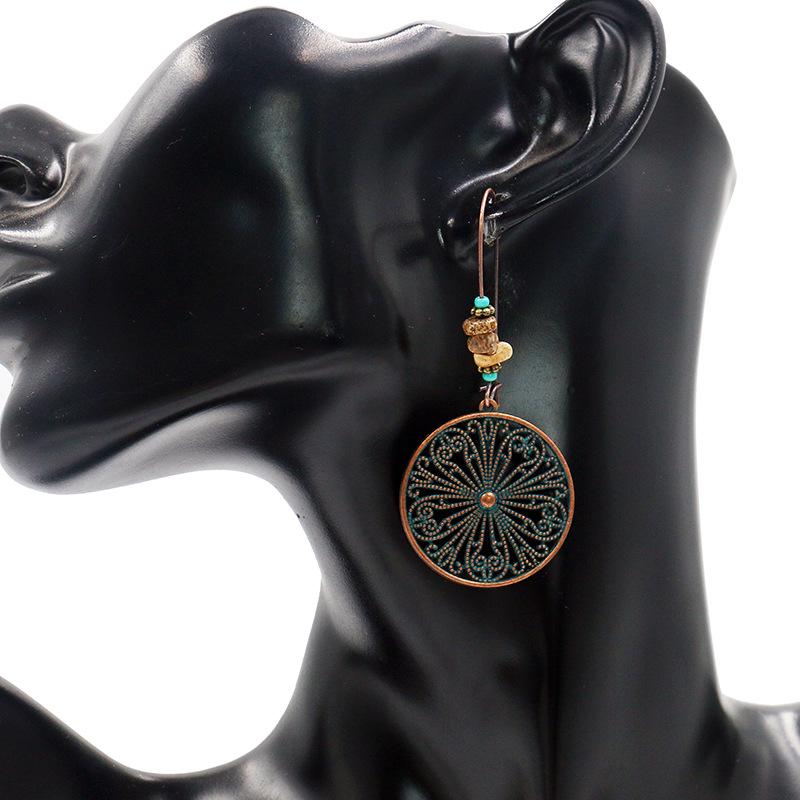 GemChic Women's New Vintage Circular Creative Flower Earrings Ethnic Fashion Hook Earrings Birthday Christmas Jewelry Gift