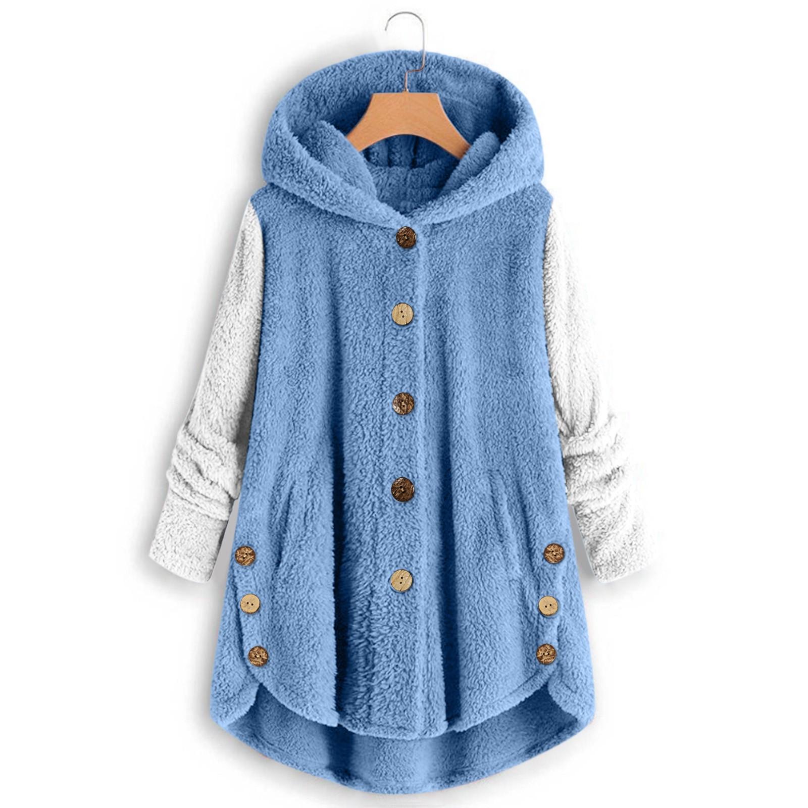 

Женская мода, свободные толстовки с длинными рукавами, плюшевое пальто на пуговицах XXL