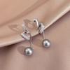 Explosive Light Luxury Diamond-encrusted Long Tassel Linen Gray Pearl Earrings Design Sense Earrings Premium Ears
