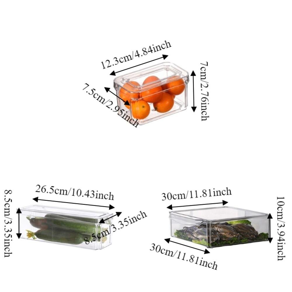 Transparent Fridge Organizer Box Sealed Plastic Food Storage Containers with Lids Fridge Drawer Organizer Fruit Storage