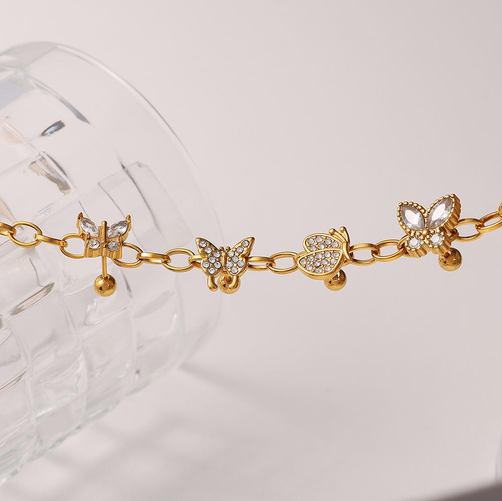 Temperament Versatile Stainless Steel Butterfly Dragonfly Gold Plated Earrings Premium Titanium Steel Earrings Women