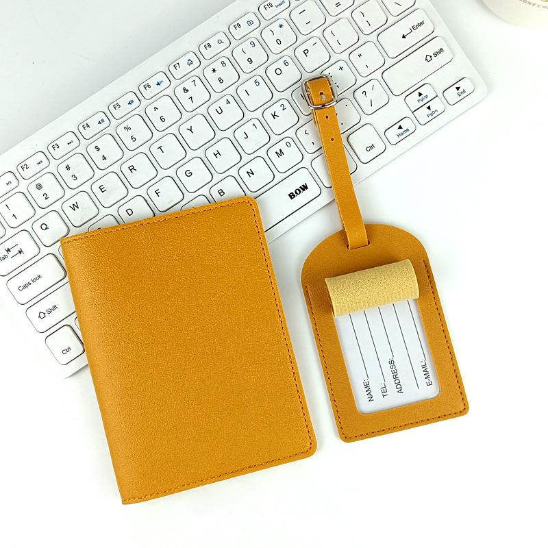 Customizable PU Leather Passport Holder & Luggage Tag Set with Paper Card Inclusion