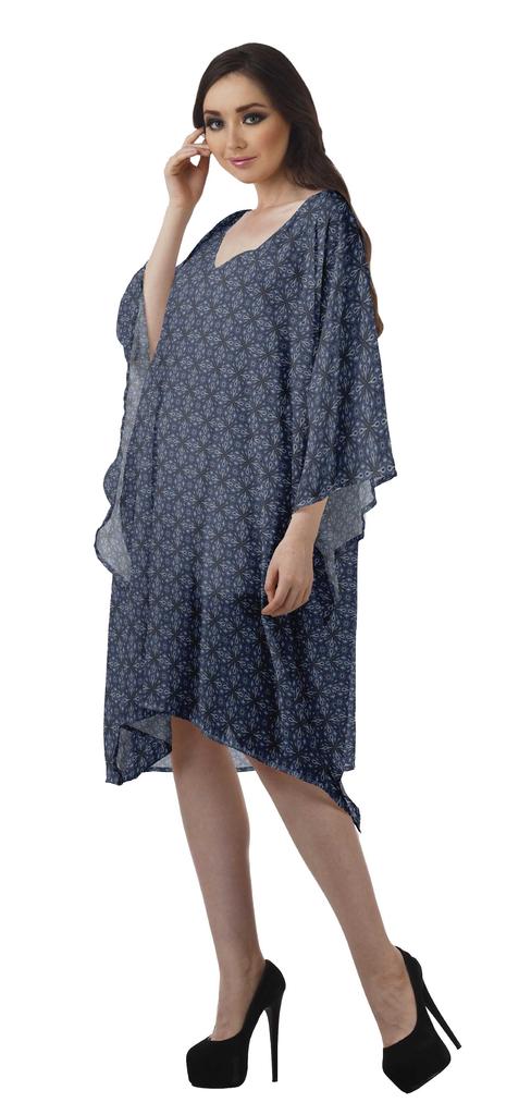 Moomaya Georgette Short Caftan Midi Dress Beach Swimwear Cover up Womens