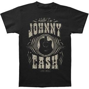 Men s Johnny Cash Hello I m Johnny Cash Slim Fit T-shirt Medium Black XL