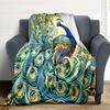 1pc Peacock Art Lightweight Flannel Blanket, Comfortable and Warm Blanket, for Office and Camping Sofa Bed, Livingroom193
