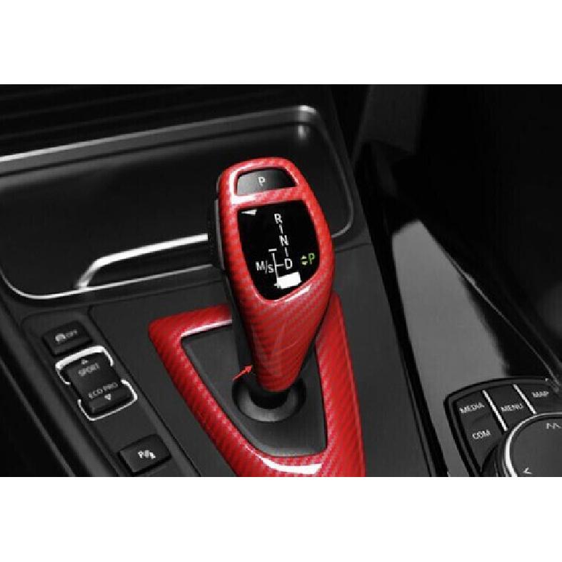 For BMW F20 F21 F22 F23 Knob Cover Gear Shift Central Console Red Carbon Fiber