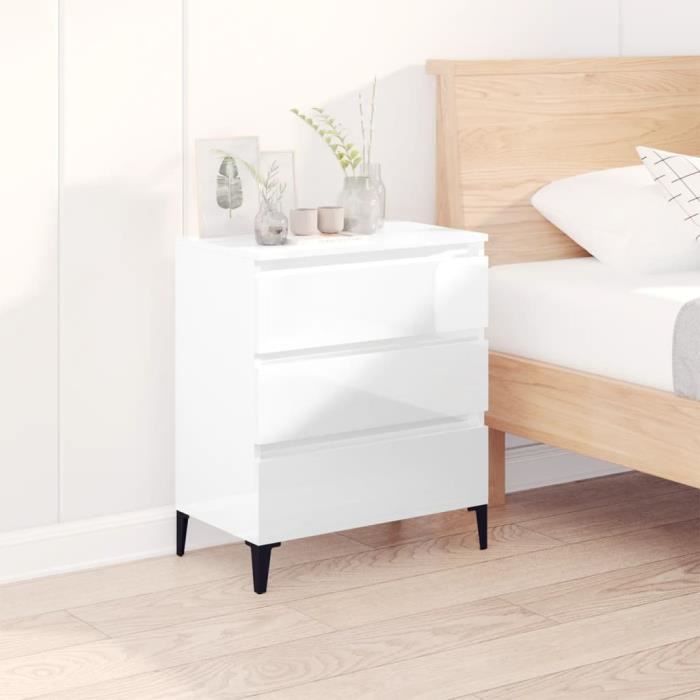 823050 vidaXL Buffet Blanc brillant 60x35x70 cm Bois d'ingénierie