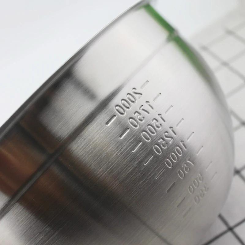 Mixing Bowl with Scale Deep Mixing Egg Salad Bowls for Cooking Nesting Mixing Kitchen Bowl 304 Stainless Steel Bowls Coconut