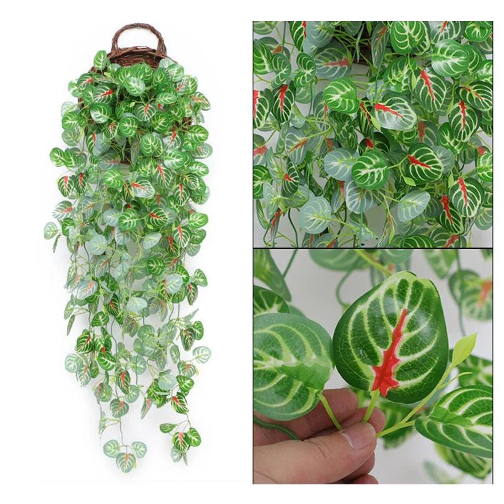 105cm Künstliche Rankenpflanzen Hängende Efeu Grüne Blätter Girlande Rettich Anhänger Kunstblumen Heim Garten Wand Party Dekoration