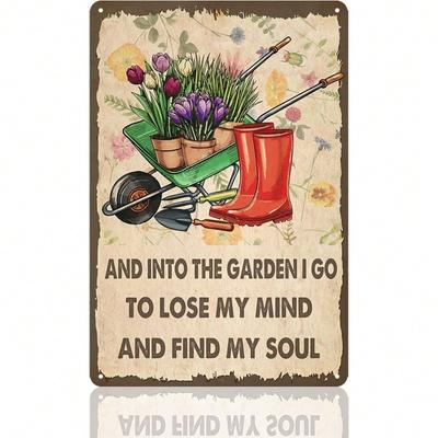 Funny Metal Tin Sign Garden Decor Humorous Wall Art Rustic Vintage Patio Yard