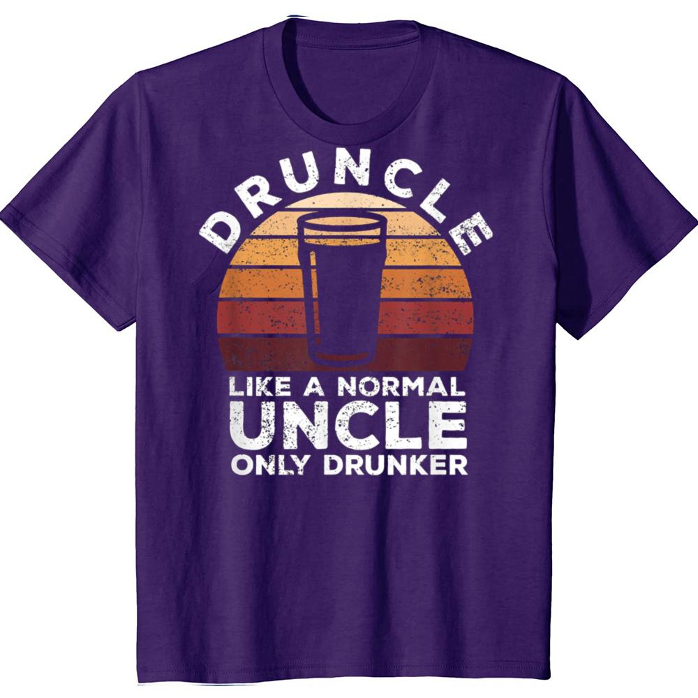 Druncle Funny Vintage Drunk Beer Drinking Uncle 100% Cotton T-shirts Men Casual Tshirt Loose Oversized Streetwear T Shirt
