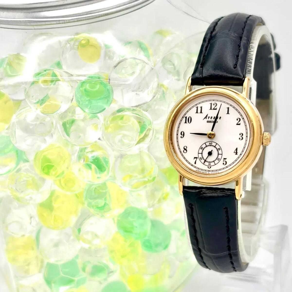 [Good Condition/New Battery] SEIKO Avenue Ladies Watch Gold Small Seconds 2K22-0020 805381 New Belt