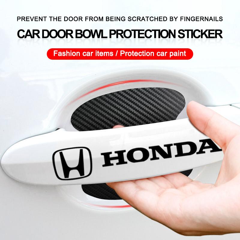 Car Door Sticker Carbon Fiber Scratches Auto Handle Protection Film For Honda Fit Mugen Insight Type S R VTEC Modulo Vezel SiPilot Fit XRV CRV HRV Dio