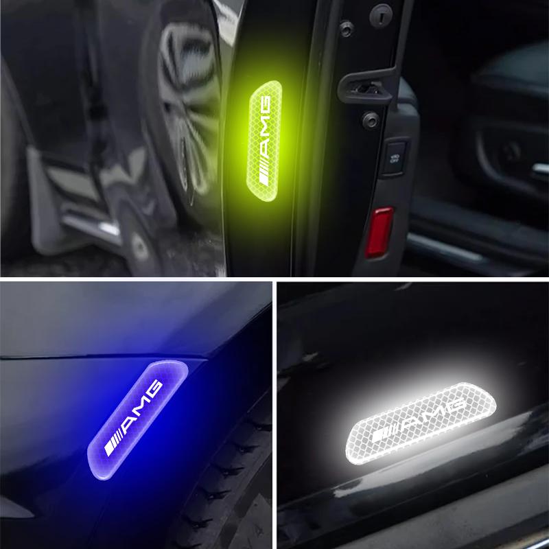 4PCS/set Car Reflective Safety Strip Stickers For Mercedes Benz AMG GLE GLS GLC CLA GLB ML C500 C200 C300 W204 W206 W205 W212 W203
