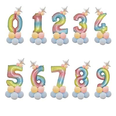 Birthday Decoration Aluminum Film Balloon Balloon Tower Wedding Decorations Number Combination Set