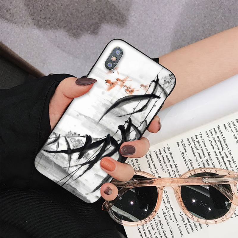 Chinese Style Ink Painting Phone Case for iPhone 11 12 13 Mini Pro Max 8 7 6 6S Plus X 5 S SE 2020 XR XS 10 case