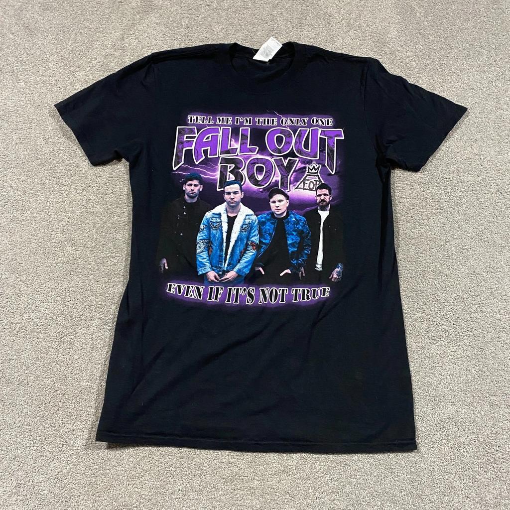 Fall Out Boy Band T-Shirt Mens M Black Graphic The Last of the Real Ones Y2k Emo