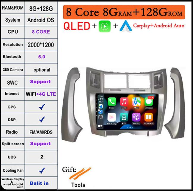 9 Inch For Toyota Yaris Vizi 2005-2012 Android AutoCarplay Multimedia Player Car Radio Wireless GPSNavigator 4G WIF|BT