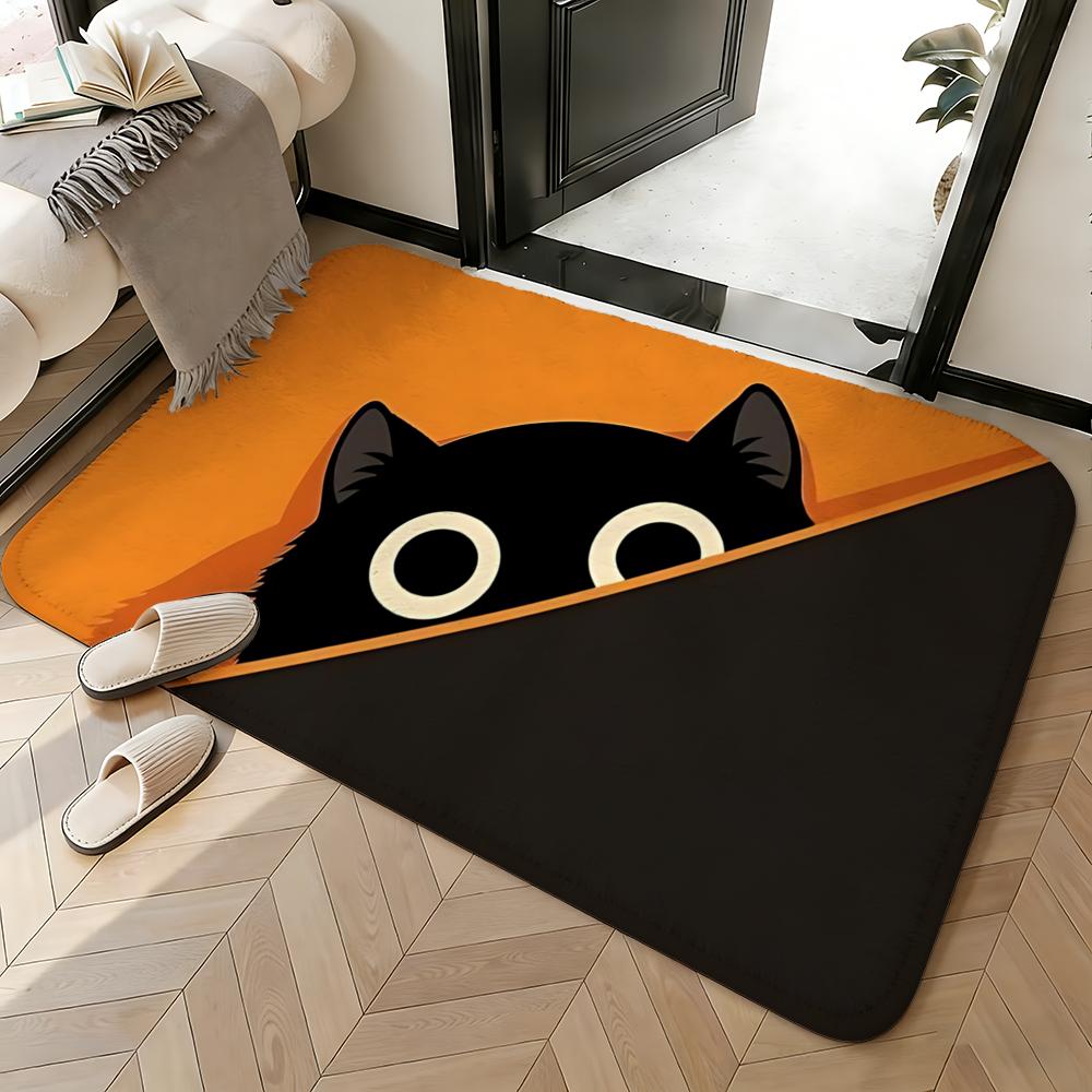 Soft Absorbent Non-Slip Rug Cute Black Cat Series Floor Mat Home Decor Doormat Bedroom Floor Mat Shower Carpet