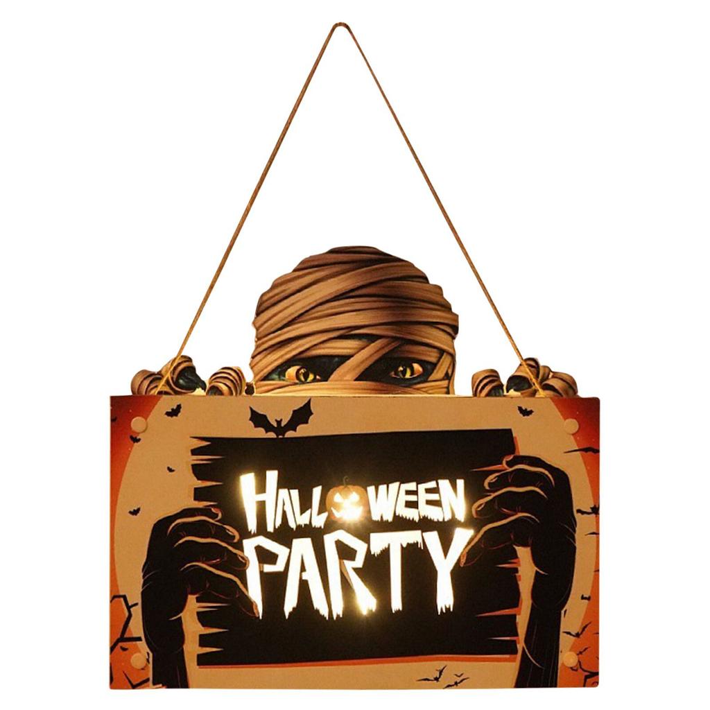 Halloween Wooden House Sign Pendant With Led Lights Wall Crafts Decoration For Gardens Terraces Porches