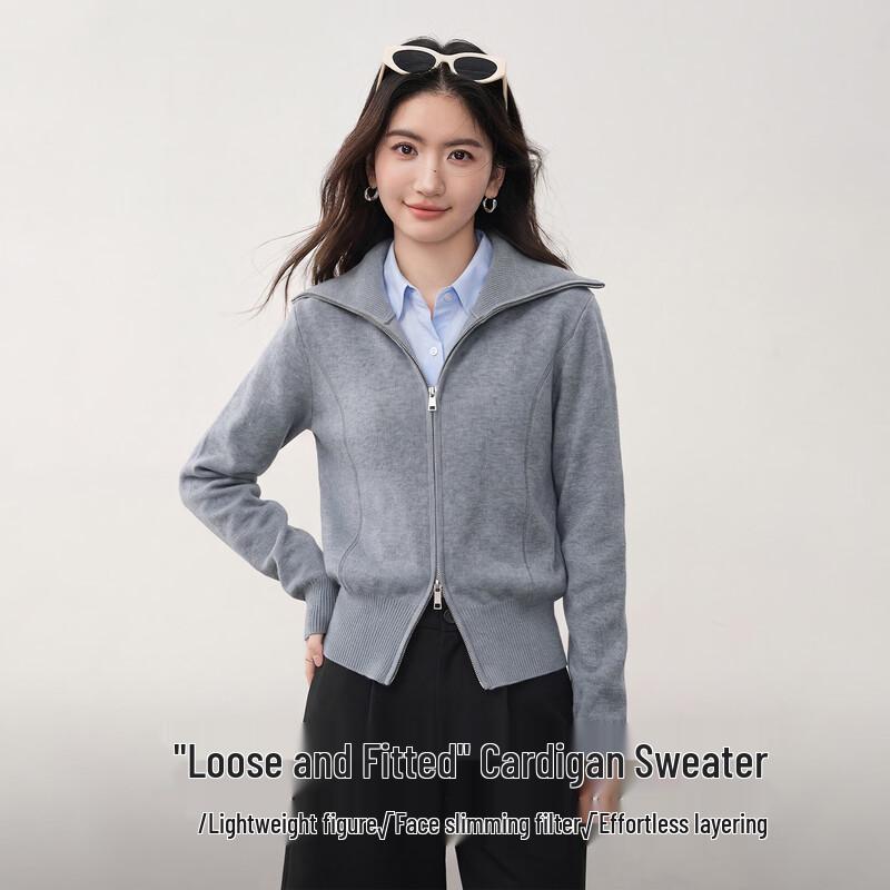 Women's Winter Lapel Zipper Cardigan Sweater