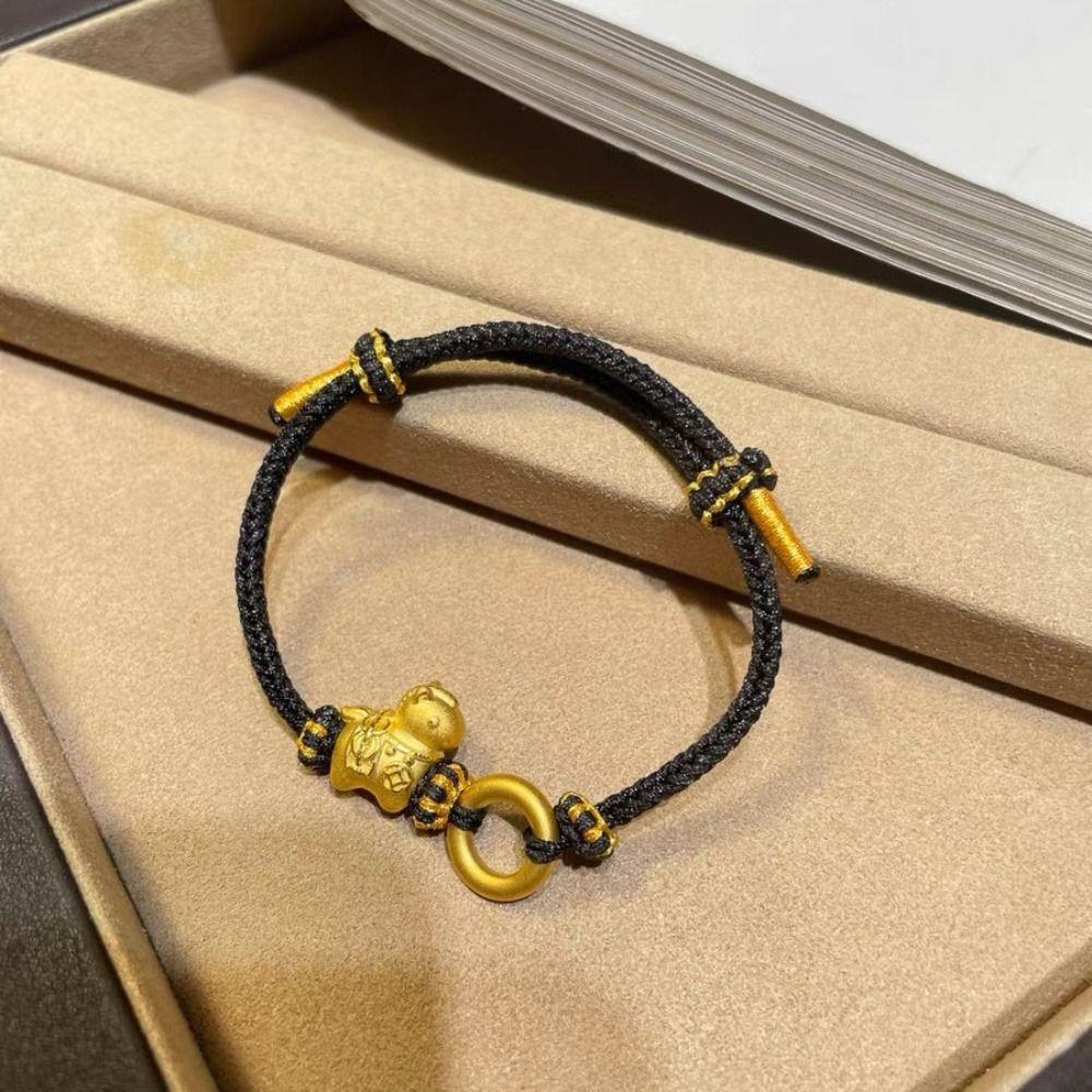 New Year Horse Weave Hand Rope Good Luck Woven Beaded Bracelet Zodiac Metal Horse Bracelet Friend