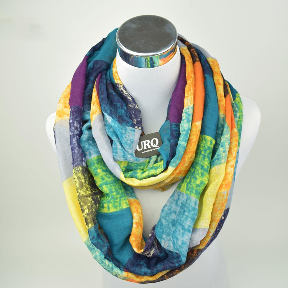 Fashion Plaid Ring Infinity Scarf Women Warm Winter Soft Voile Circle Snood Scarves Neck Loop Shawl Ladies Neckerchief