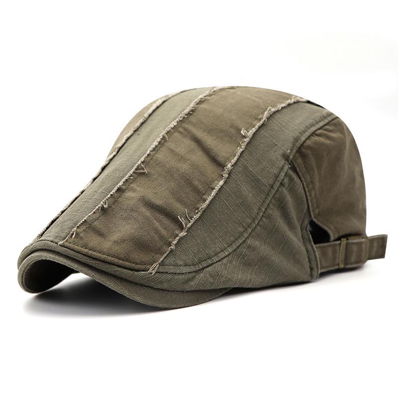 

New-style beret: minimalist British vintage-style hat for men; distressed-look fashion hat for women армія зелений колір