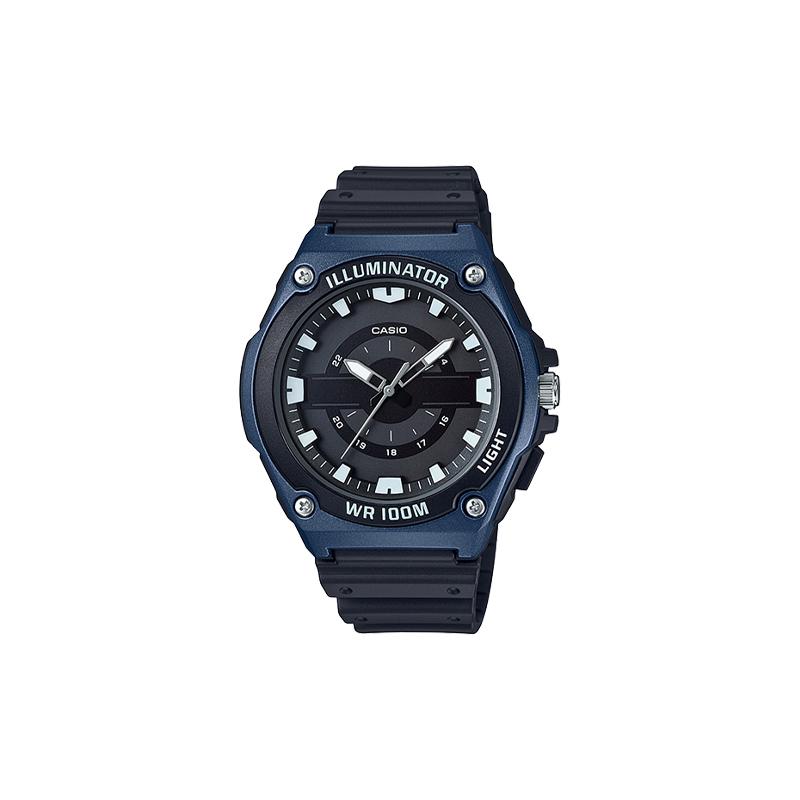 Casio series YOUTH series-disc three-hand waterproof quartz movement resin strap Japanese and Korean watch men s watch black dial MWC-100H-2A чёрный