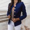 Chaqueta corta de traje pequeño de manga larga de color sólido informal para mujer