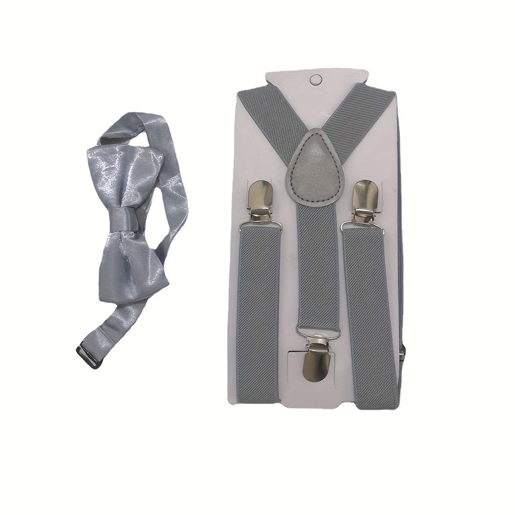 Casual Suspenders with Bow Tie To Prevent Falling Off, Stylish Performance Suspenders, Three Clips, Elastic Suspenders for Trousers.