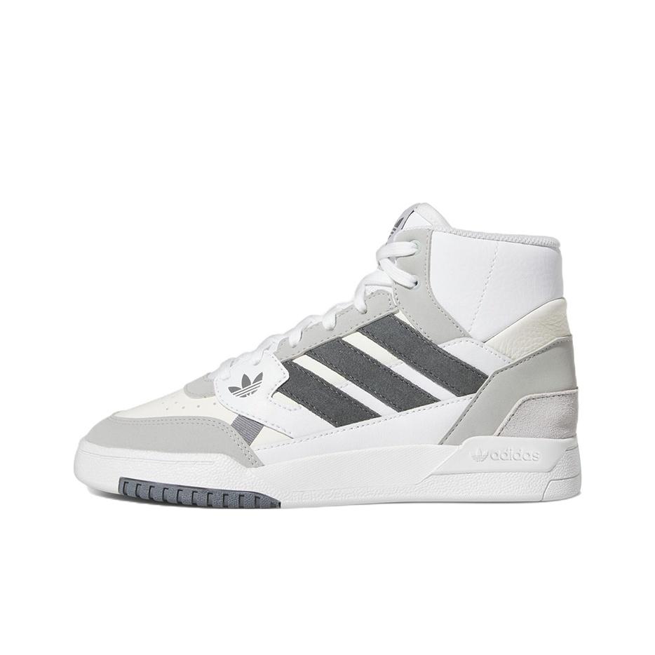 adidas Originals Drop Step Leather Comfortable Trendy Slip Resistant Durable Lightweight High Top Skate Shoes Women Sneaker White Gray FZ5718