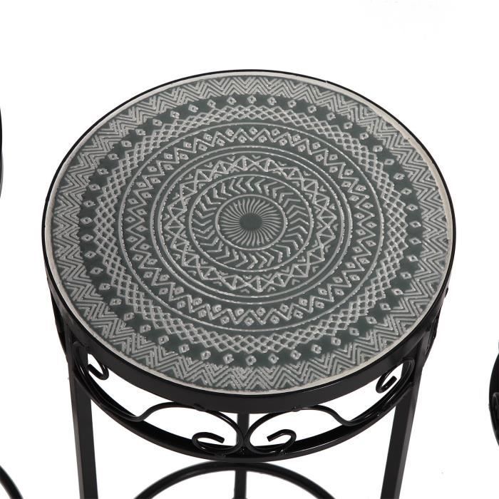 Table d'appoint pour le salon Trumpington - 69 x 30 x 30 cm - Table basse auxiliaire en Métaux et céramiques - Noir et gris - Versa