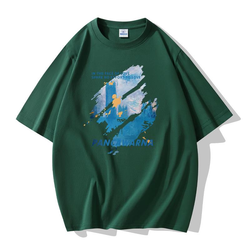 2025 Fashion Men Short Sleeves T-shirt 100% Cotton Casual Tee Large Size