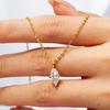 925 Sterling Silver 1CT Marquise Cut Moissanite Pendant Necklace for Women – 14K Gold Plated Minimalist Jewelry