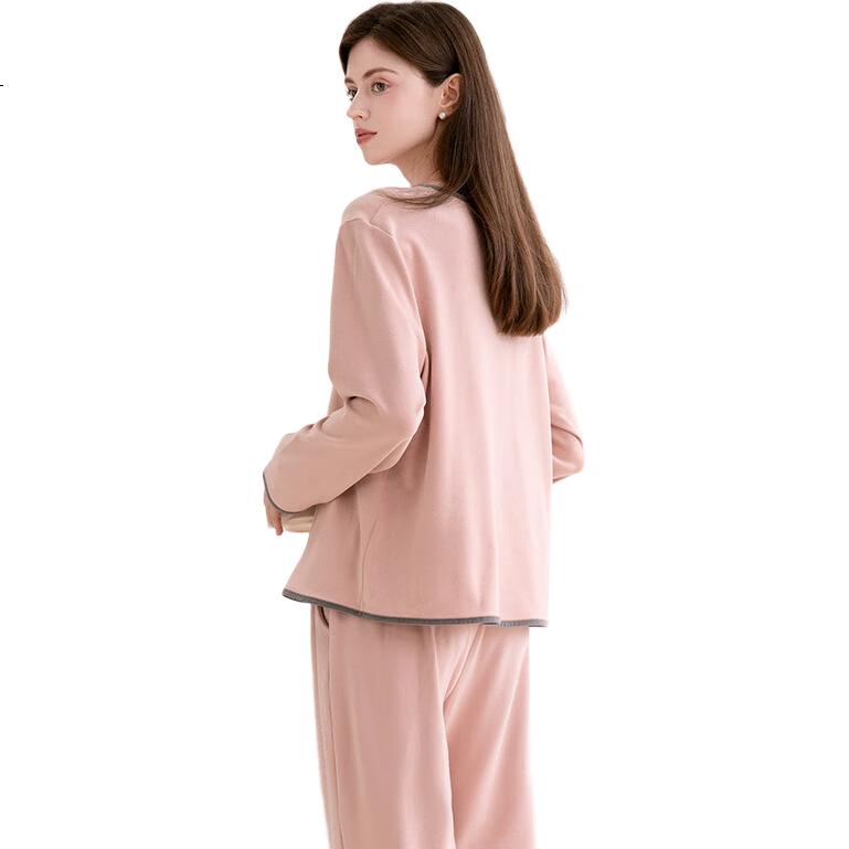 Fenteng Women's Anti-Static Warm Fleece Pajamas, Spring And Autumn New Lightweight Ladies' Loungewear Set